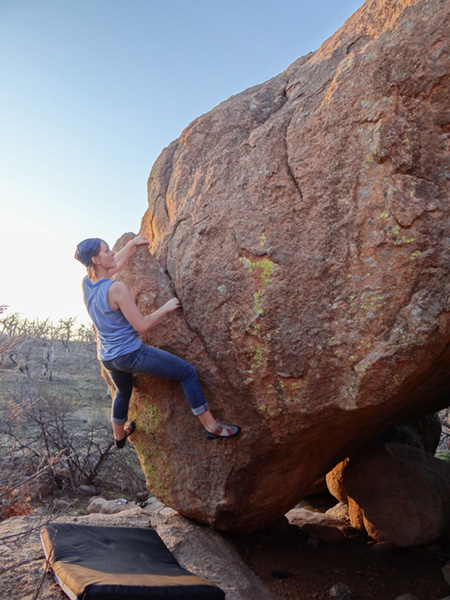 Carlson does some “bouldering” last week during a spring break trip to Wichita Mountain Wildlife Refuge in Oklahoma.