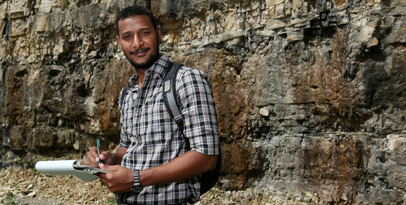 Nathan Bashir, a graduate student in both geology and geophysics, and geological engineering, studies limestone formations, for which he says Missouri, is an ideal location. 