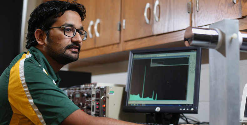 Graduate student Manish Sharma works on his nuclear engineering research in Fulton Hall. Sam O'Keefe/Missouri S&T